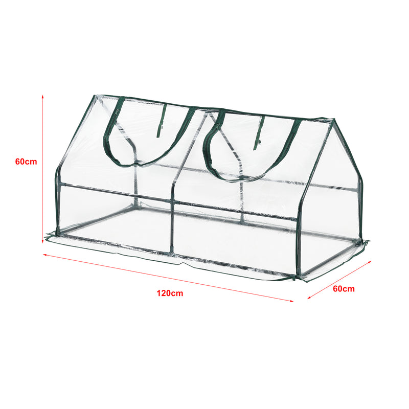 Maßskizze Mini Gewächshaus Laubach 120x60x60cm Transparent PVC Folie [en.casa]