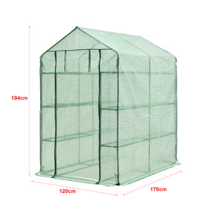 Gewächshaus Vale mit Ablagen 120x170x194cm Grün [en.casa]