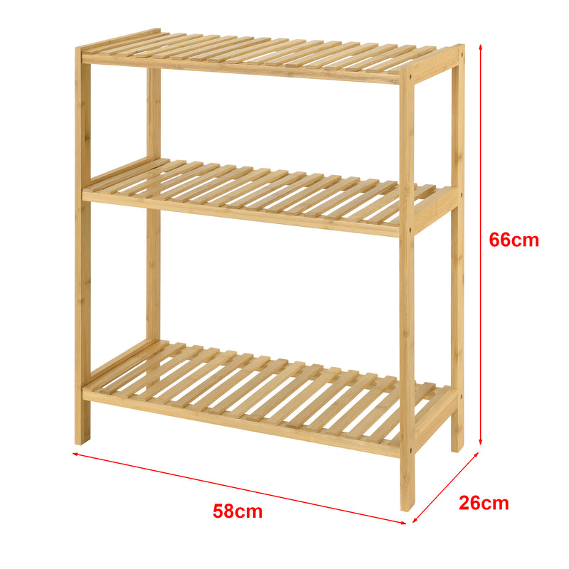 Maßskizze Bambus Standregal Nyköping 58 x 26 x 66 cm [en.casa]