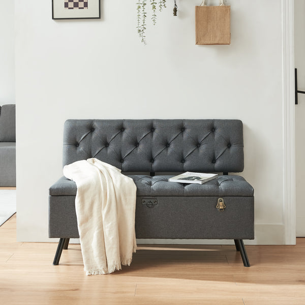 Sitztruhe Malmöhus 110x48x75cm Dunkelgrau [en.casa]