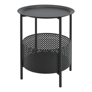 Beistelltisch Kruibeke 46x35cm mit Korb Schwarz [en.casa]