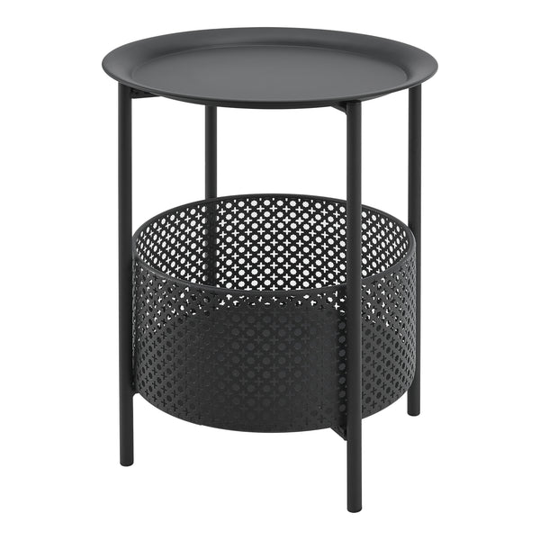 Beistelltisch Kruibeke 46x35cm mit Korb Schwarz [en.casa]