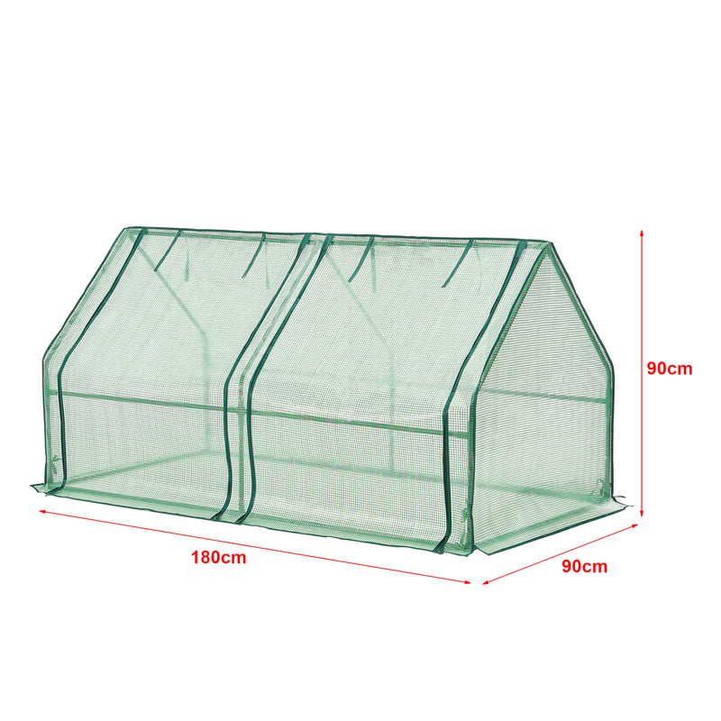 Maßskizze Mini Gewächshaus Nissewaard 180x90x90cm Gitternetz Grün [en.casa]
