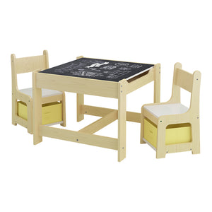 Kindertisch mit 2 Stühlen Irixoa mit Boxen Natur [en.casa]