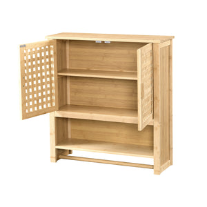 Badezimmerschrank Borlänge Hängeschrank Bambus 66 x 62 x 20 cm [en.casa]