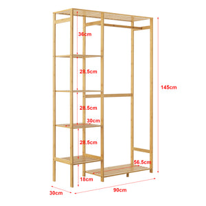 Garderobenständer Eurajoki 145x90x30 cm Bambus Natur [en.casa]
