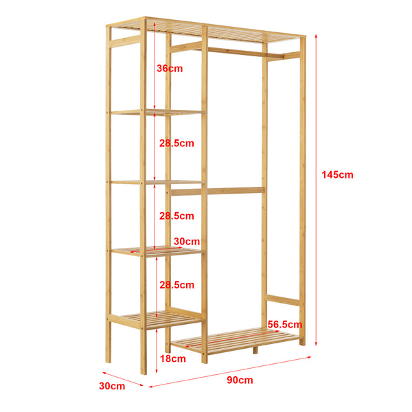Garderobenständer Eurajoki 145x90x30 cm Bambus Natur [en.casa]