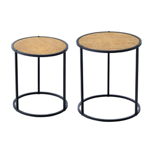 Satztisch Moriusaq im 2er Set rund Holz-Optik [en.casa]
