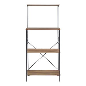 Standregal Billund mit 4 Ablageflächen 133 x 60 x 42 cm Schwarz / Walnuss-Optik [en.casa]
