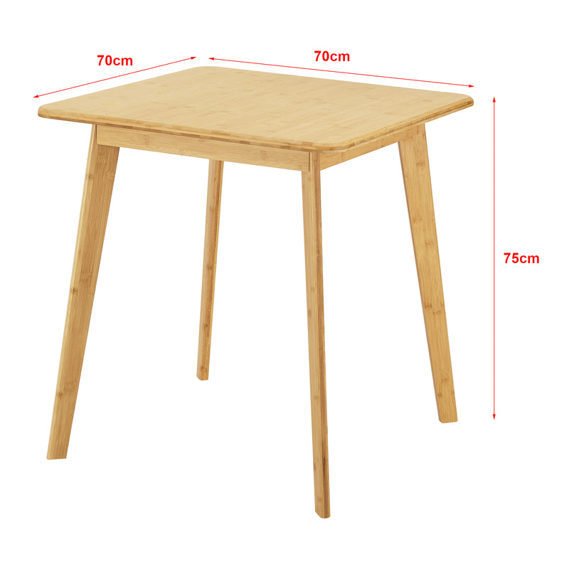 Maßskizze Esstisch Närpes für 2 Personen Bambus 75x70x70 cm [en.casa]