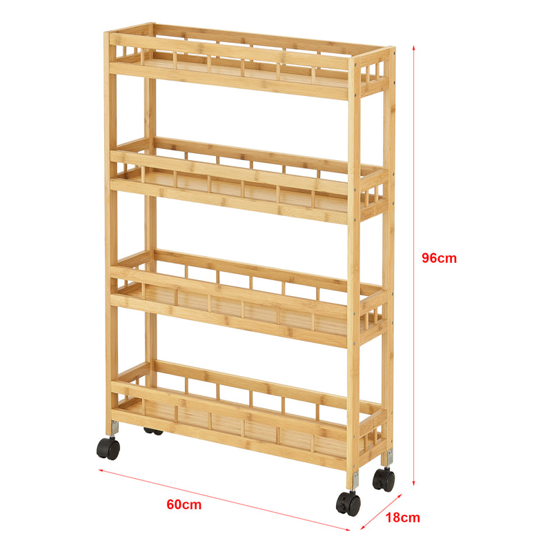 Maßskizze Rollwagen Pyhäjoki 96 x 60 x 18 cm Natur [en.casa]