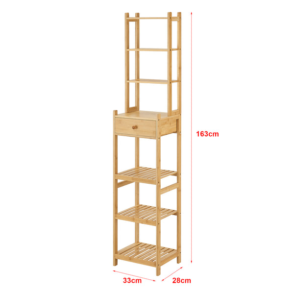 Standregal Siilinjärvi aus Bambus 163 x 33 x 28 cm bis 5 kg Natur [en.casa]