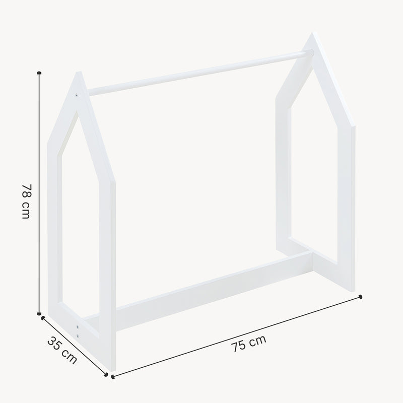Maßskizze Garderobenständer Værløse 78x75x35cm Weiß [en.casa]