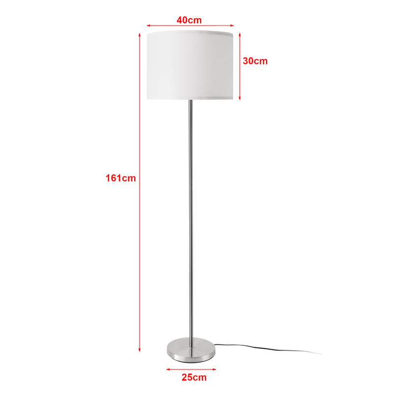 Maßskizze Stehleuchte Tamworth E27 Silber Textil [lux.pro]