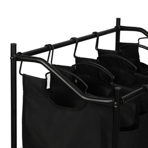 Wäschesammler Vamdrup mit 4 Wäschetaschen 18 L Metallgestell Schwarz [en.casa]