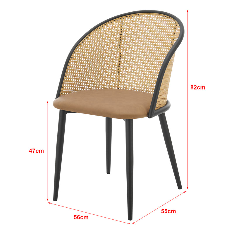 Maßskizze Esszimmerstuhl Gagnef 2er Set Braun / Schwarz [en.casa]