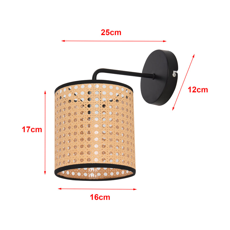 Maßskizze Wandleuchte Southend Rattan-Optik [lux.pro]