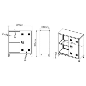 Metallschrank Oripää - 90x80x33cm - Graublau