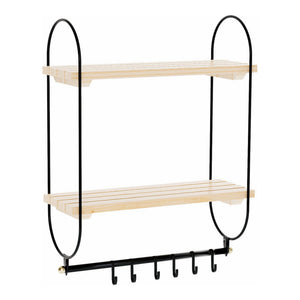 Wandregal Pielavesi mit 6 Haken Schwarz/Natur [en.casa]