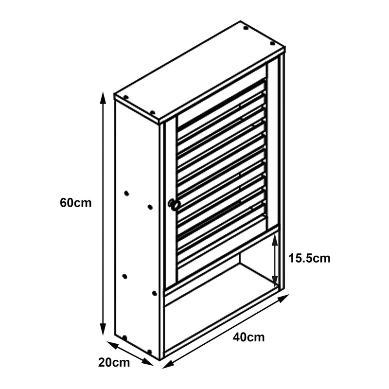 Maßskizze Badezimmerschrank Gjesdal 60x40x20 cm Bambus [en.casa]