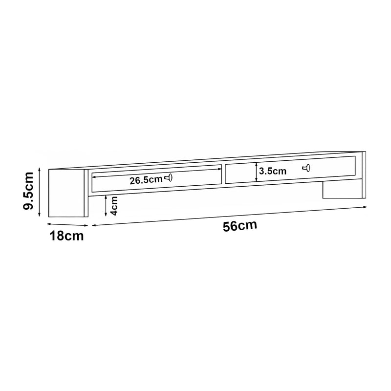 Maßskizze Monitorständer Hallstahammar 56x18x9,5 cm Bambus [en.casa]
