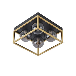 Deckenleuchte Widnes Schwarz / Goldfarben [lux.pro]