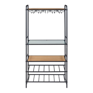 Weinregal Hustadvika 120x61x33cm Schwarz/Eiche [en.casa]