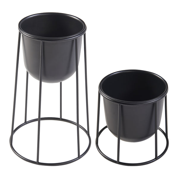 Pflanzenständer Nesseby 2er Set Metall Schwarz [en.casa]