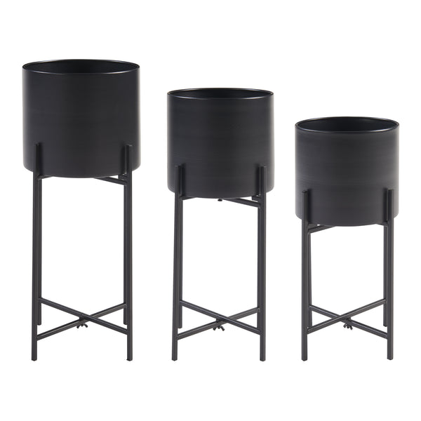 Pflanzenständer Orsa 3er Set Metall Schwarz [en.casa]