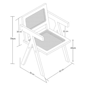 Esszimmerstuhl Asikkala 79x50x50cm Bambus/Rattanoptik [en.casa]