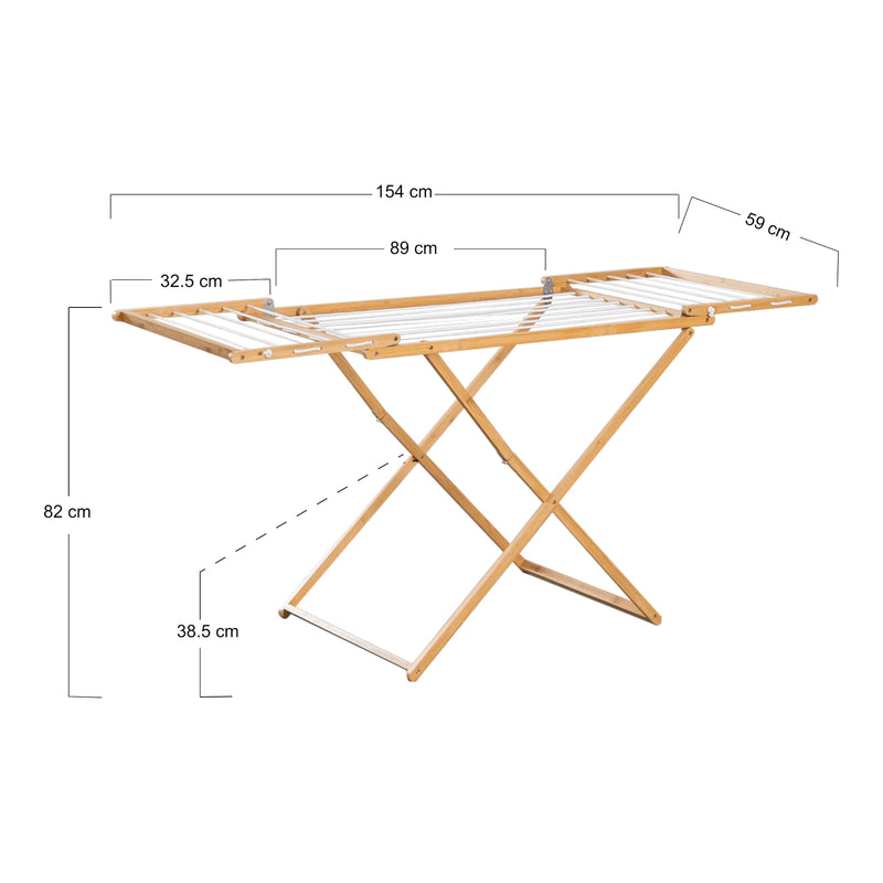 Maßskizze Klappbarer Wäscheständer Fakala 154x59x82 cm Bambus [en.casa]