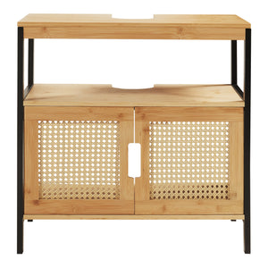 Waschbeckenunterschrank Tervola 60x60x35 cm Schwarz/Bambus [en.casa]