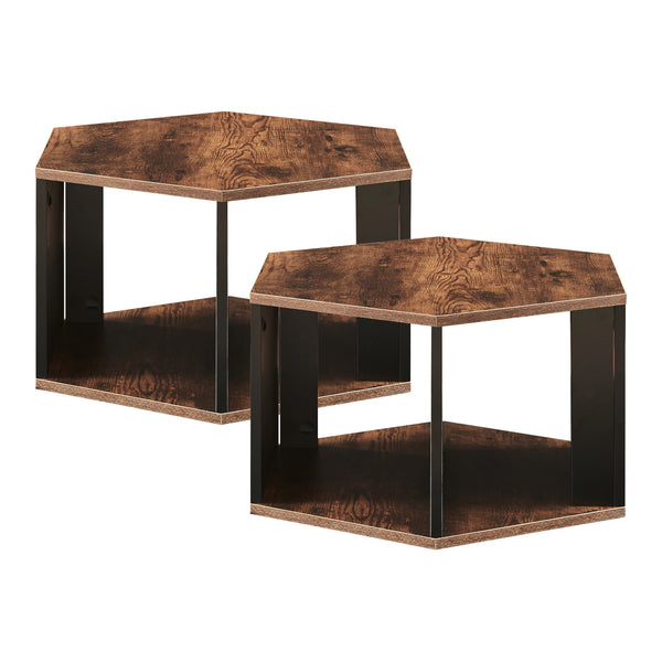 Couchtischset Molde 2-tlg. Schwarz/Walnussoptik [en.casa]