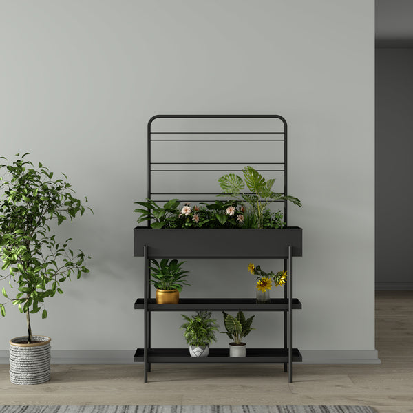 Outdoor Pflanzenständer Aalsmeer Metall 154x96x24 cm Schwarz [casa.pro]