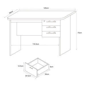 Schreibtisch Ragunda mit 3 Schubladen [en.casa]
