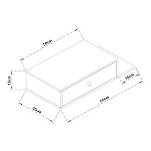 Wandregal Stor mit Schublade 65x30x15 cm Schwarz [en.casa]