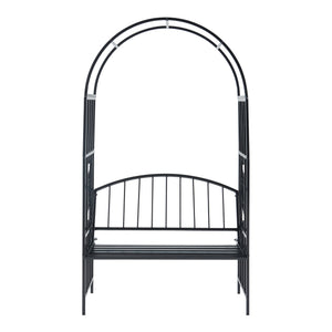 Rosenbogen Barile mit Sitzbank Schwarz [casa.pro]