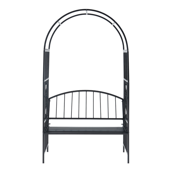 Rosenbogen Barile mit Sitzbank Schwarz [casa.pro]