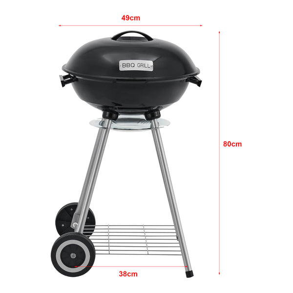Rundgrill Apricena 80x49x47cm Schwarz [casa.pro]