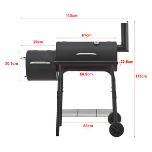 Smoker Grillwagen Arielli 115x110x64cm Schwarz [casa.pro]