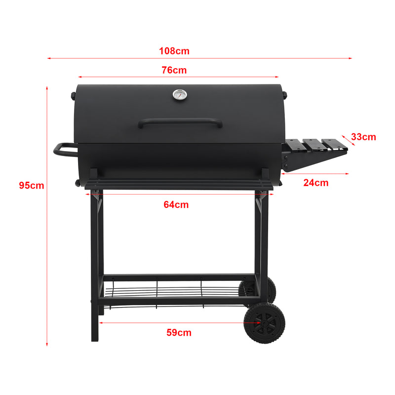 Maßskizze Grillwagen Armento 95x108x61cm Schwarz [casa.pro]