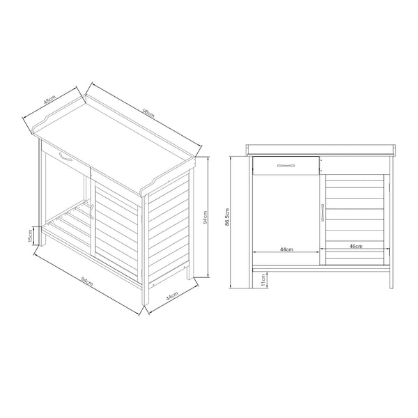 Pflanztisch Aliano Tannenholz Grau [casa.pro]