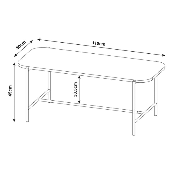 Couchtisch Samnanger 110x50x45cm Schwarz [en.casa]