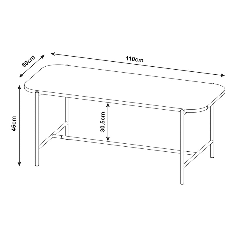 Maßskizze Couchtisch Samnanger 110x50x45cm Schwarz [en.casa]