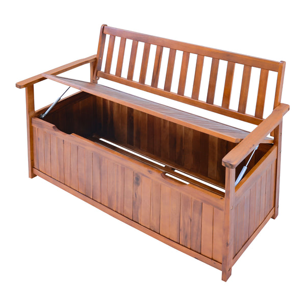 Gartenbank Avezzano mit Staufach 130x60x88cm Akazie FSC®-zertifiziert [en.casa]