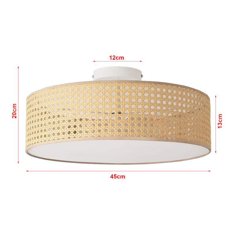 Maßskizze Deckenleuchte Ascot Rattanoptik [lux.pro]