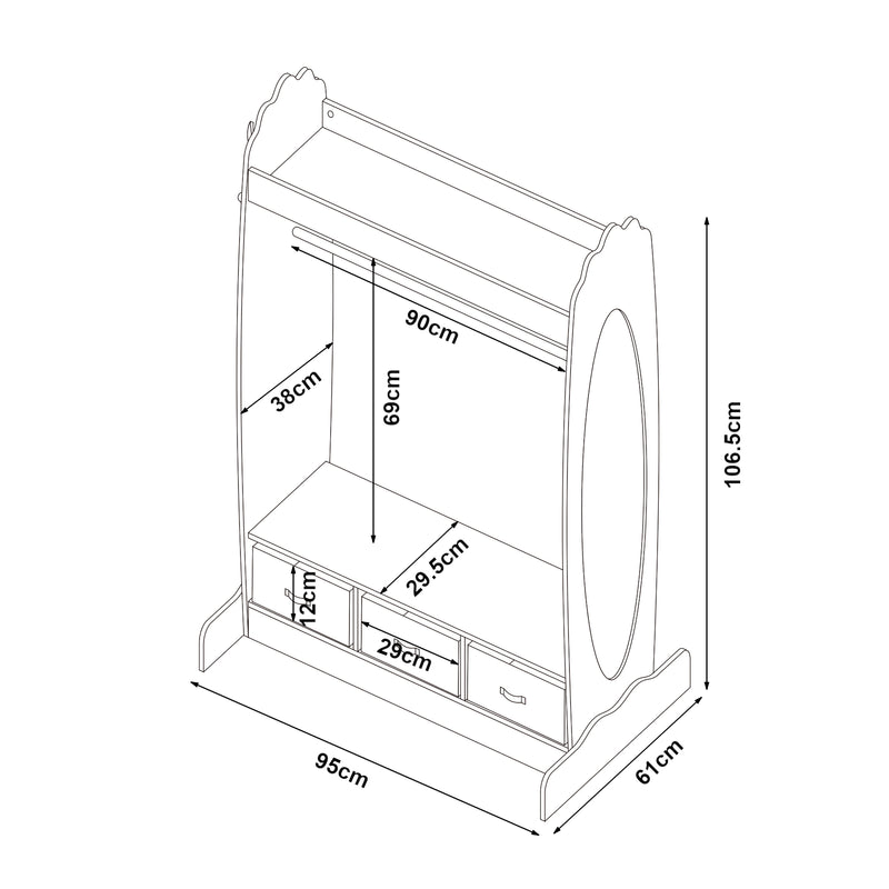 Maßskizze Kindergarderobe Moskenes 107x95x61 cm Weiß [en.casa]