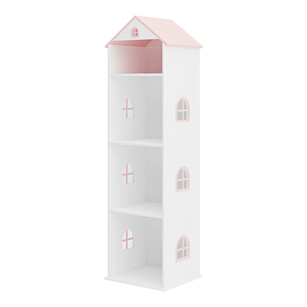 Kinderregal Vipsali 140x40x35 cm Weiß/Rosa [en.casa]