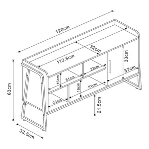 Fernsehschrank Storfjord 120x34x63 cm Schwarz [en.casa]