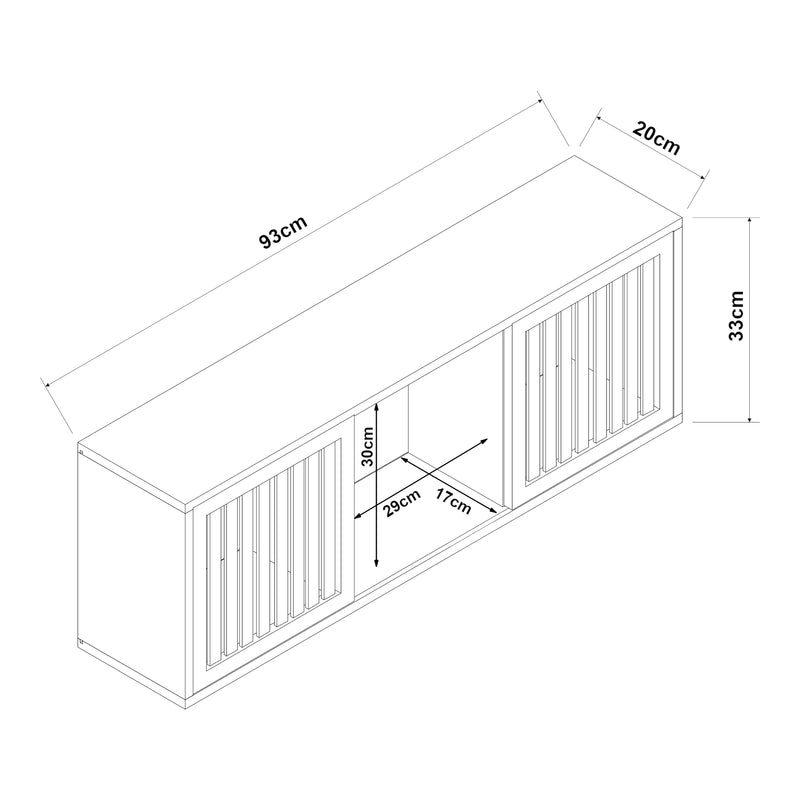 Maßskizze Wandregal Ypäjä 93x20x33 cm Bambus [en.casa]